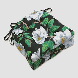 Floral 17.5 x 17 Outdoor Dining Chair Cushion in Black/White/Green (Set of 2)