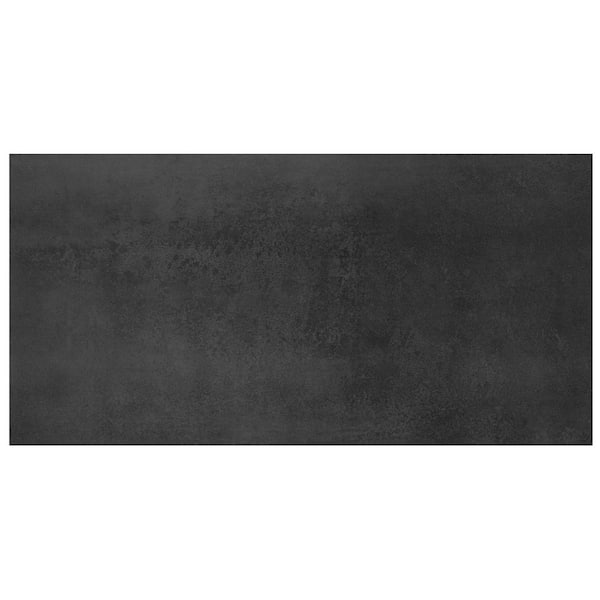 Giorbello Black 12 in. x 24 in. Melange Italian Porcelain Floor and Wall Tile (16 sq. ft.)