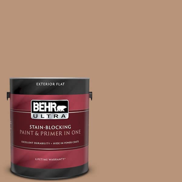BEHR ULTRA 1 gal. #UL130-6 Spice Cake Flat Exterior Paint and Primer in One