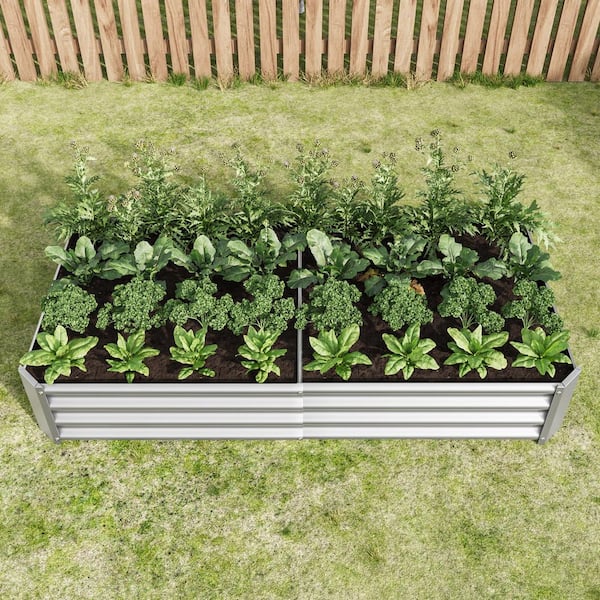 6 ft. x 3 ft. x 1 ft. Galvanized Metal Outdoor Garden Bed with Safe Edging Planter Raised Box, Raised Garden Beds Kit