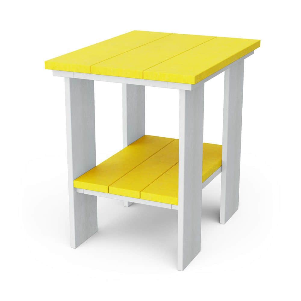 Contemporary Lemon Yellow and White HDPE Plastic Outdoor Side Table price history on PriceWatchPro