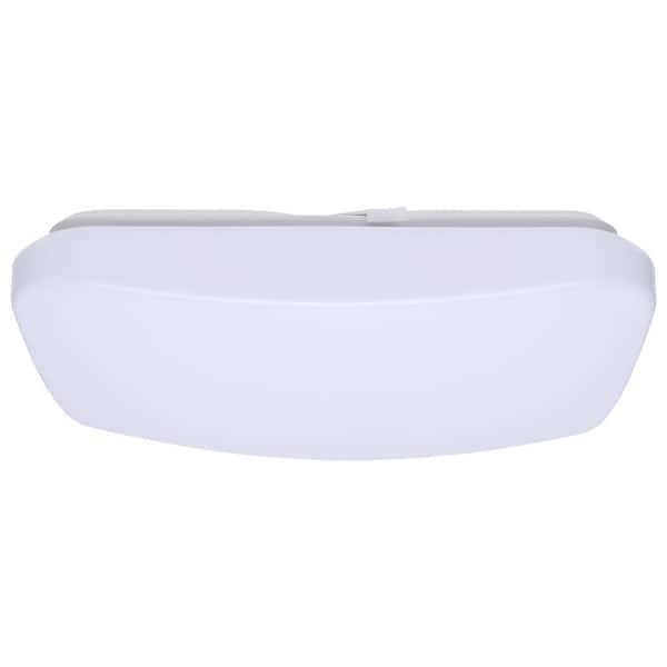 SATCO Cloud 14 in. White Utility Flush Mount with White PMMA Shade, Integrated LED 17-Watt Square Non-Dimmable