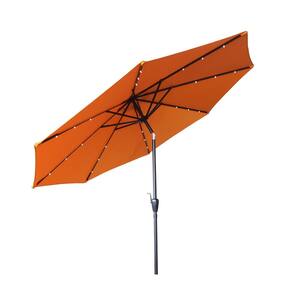 10 ft. Outdoor Aluminum Pole Patio Market Umbrella in Orange with LED Lights
