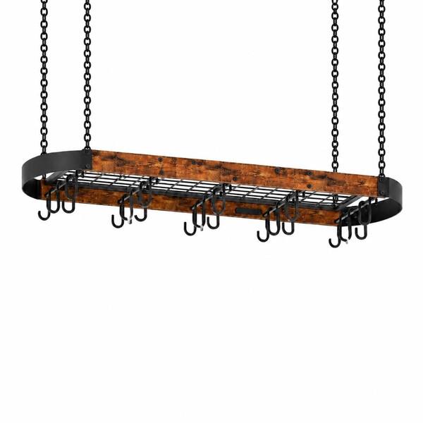 Black Industrial Pipe 21 in Wall-Mount Pot Rack 2-Pack, Iron Space-Saving Hanging Rail for Pots, Pans and Lids