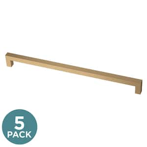 Modern Square 12 in. (305 mm) Champagne Bronze Cabinet Drawer Pull Bar with Open Back Design (5-Pack)