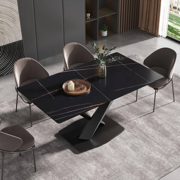 black dining table seats 6