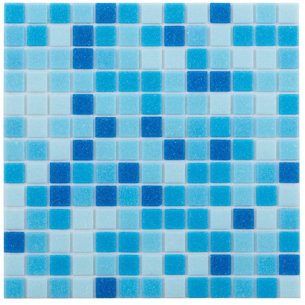 "Mingles 4"" x 6"" Glossy Blue and White Glass Mosaic Uniform square Wall and Floor Sample Tile 0.13 sq. ft./Piece (1-Pack)" price history on PriceWatchPro