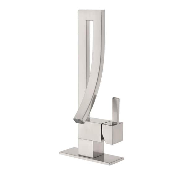 Fapully Single Handle Single-Hole Bathroom Faucet/Vessel Sink Faucet in Brushed Nickel