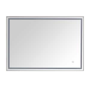 LED 39 in. W x 27.5 in. H Rectangular Stainless Steel Framed Dimmable Wall Bathroom Vanity Mirror in Brushed Stainless