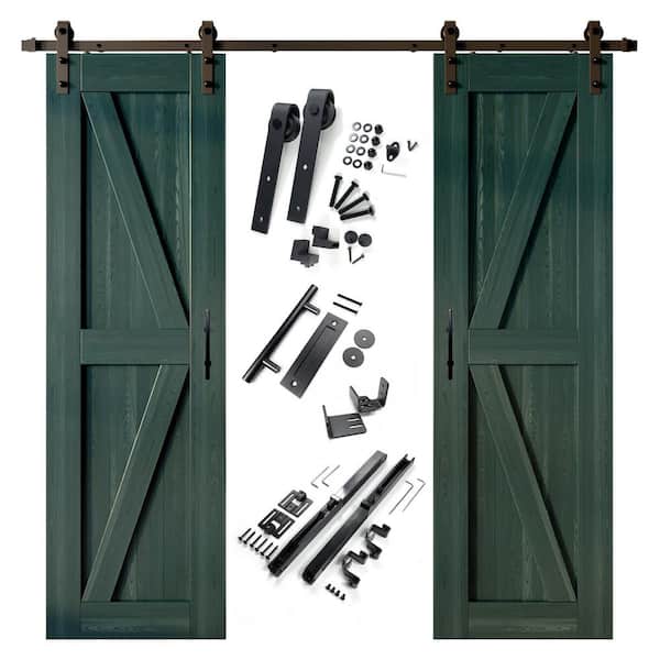 HOMACER 22 in. x 84 in. K-Frame Royal Pine Double Pine Wood Interior Sliding Barn Door with Hardware Kit Non-Bypass