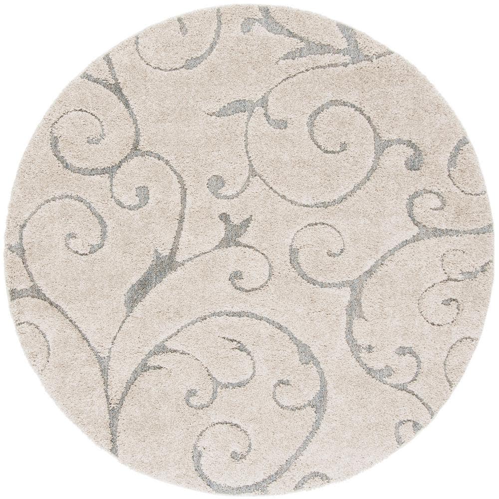 Florida Shag Beige/Blue Gray 5 ft. x 5 ft. Round Geometric Area Rug price history on PriceWatchPro