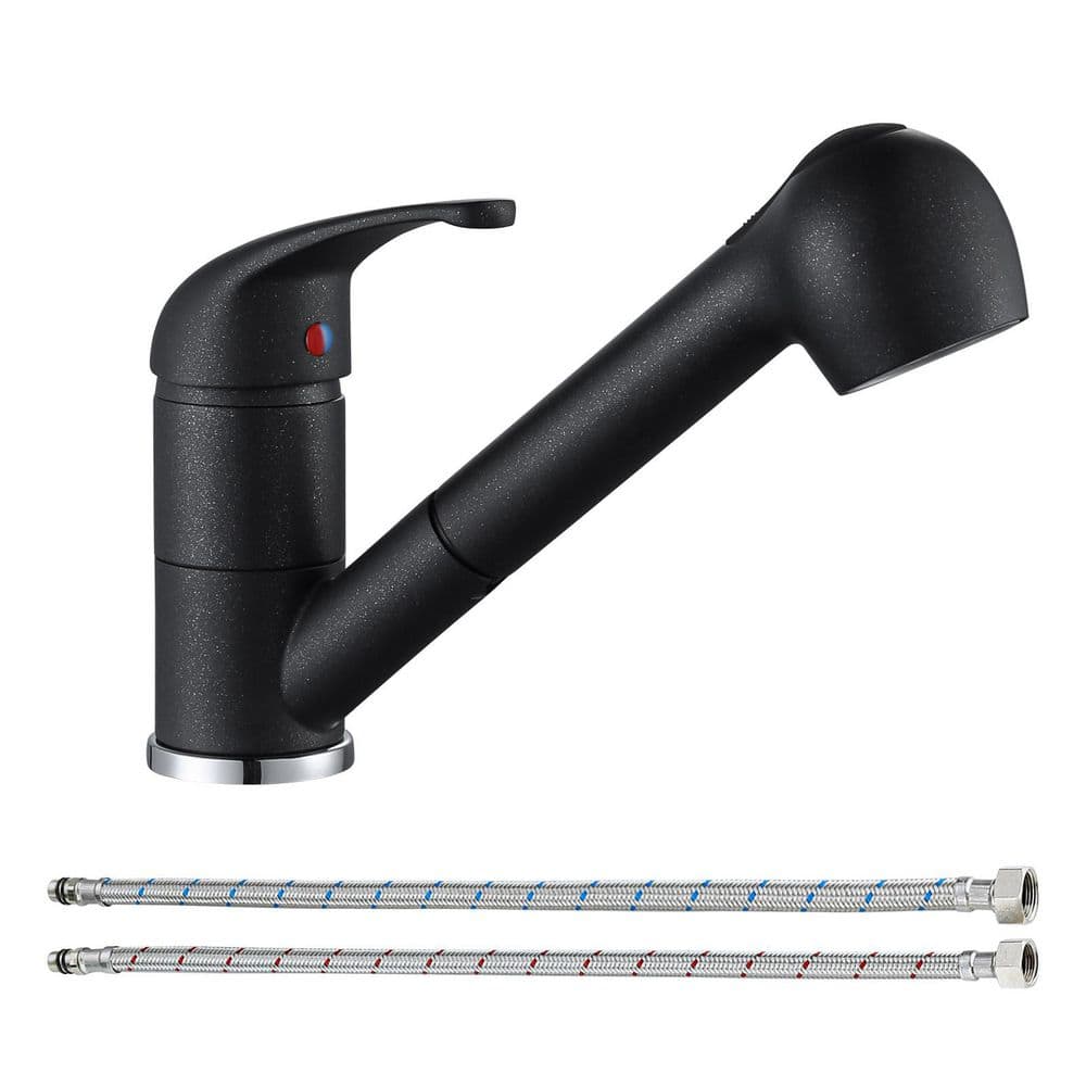 Pull-Out Kitchen Faucet 360° Swivel Dual Spray Modes Brass Ceramic Cartridge Stainless Steel Finish in Black Quartz price history on PriceWatchPro