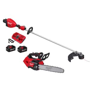 M18 FUEL 18V Brushless Cordless 17 in. Dual Battery String Trimmer w/14 in. Top Handle Chainsaw, (2) Battery, Charger