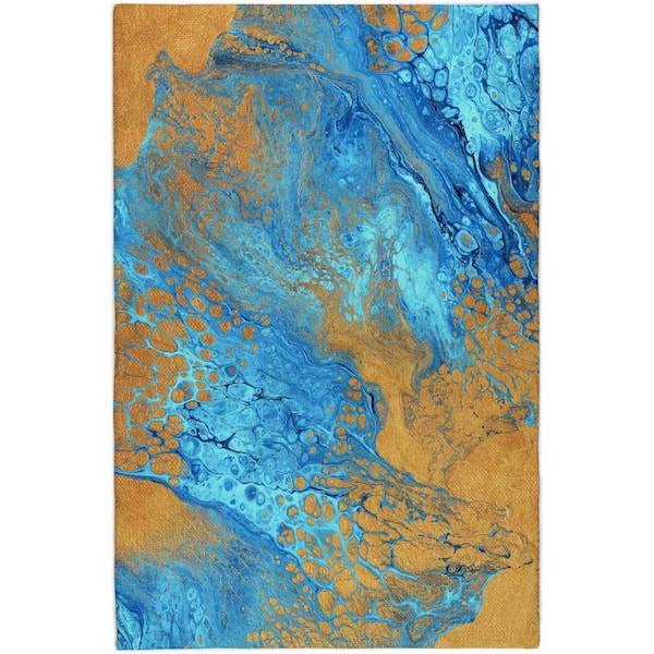 Dream Shag Premium Machine Washable Abstract ADS53 Cobalt 5 ft. x 7 ft. 6 in. Area Rug