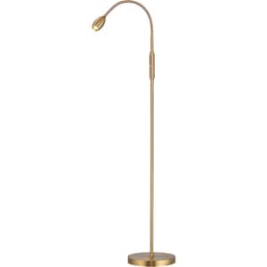 52 in. Gold Dimmable Swing Arm Full Range LED Floor Lamp