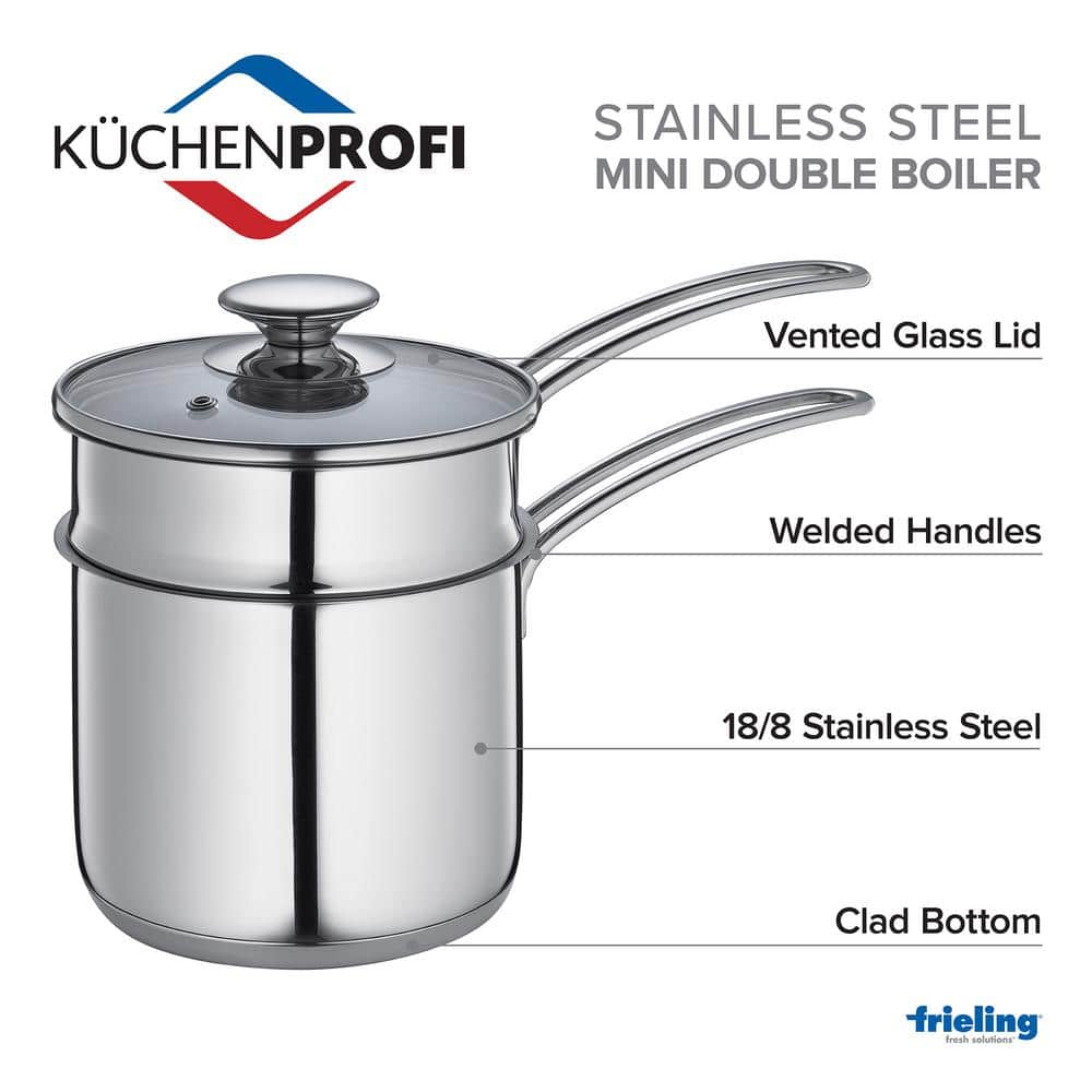 1.6 Quart Stainless Steel Double Boiler with Glass Lid