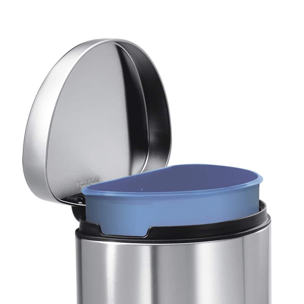 Brushed Stainless Steel Semi-Round Step Trash Can 2.6 Gallon