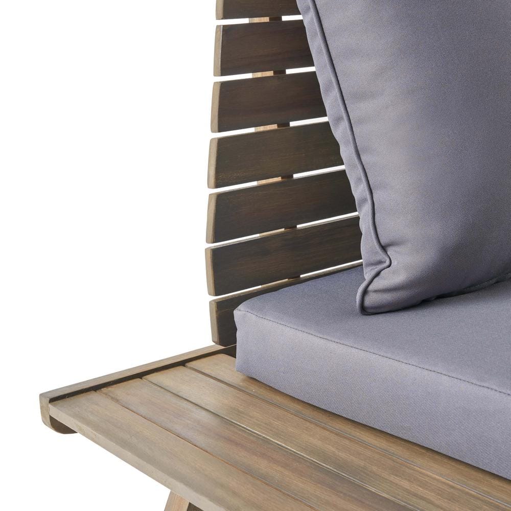 Sudbury Gray Acacia Wood Outdoor Club Chairs with Dark Gray Cushions