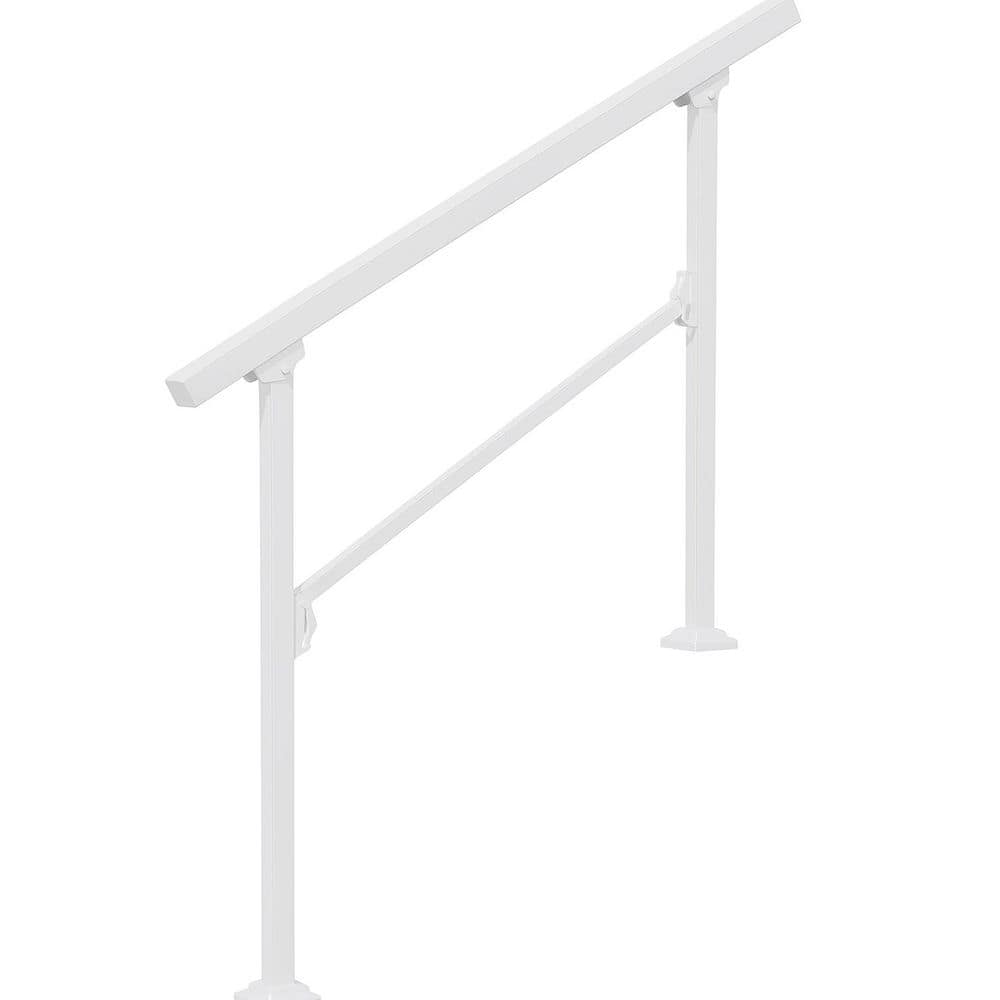 Adjustable Wrought Iron Hand Rails for 4 Step Outdoor/Indoor Stairs, White Matte Finish, Easy Installation, Safe Design price history on PriceWatchPro