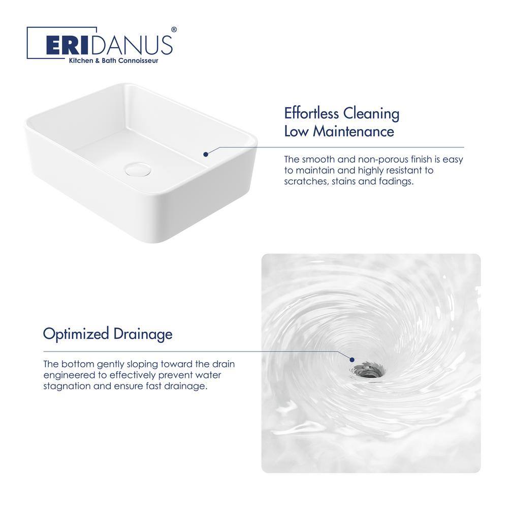 Eridanus Denbigh 19" L x 14'' W White Vitreous China Rectangular Vessel Bathroom Sink