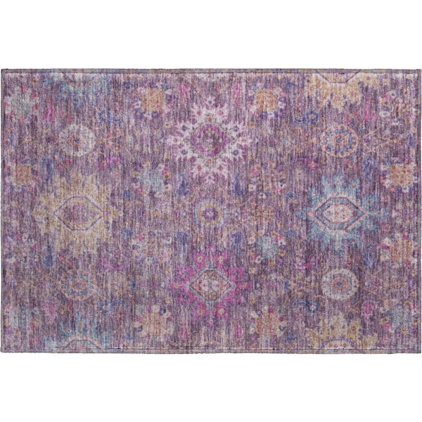 Mayfield Premium Machine Washable Abstract AMF2151 Eggplant 2 ft. x 3 ft. Accent Rug