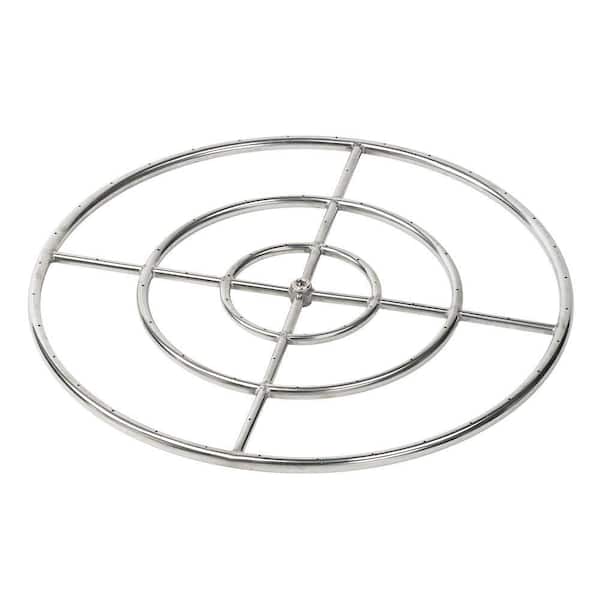 American Fire Glass 30 in. Triple-Ring 304. Stainless Steel Fire Pit Ring Burner, 3/4 in. Inlet