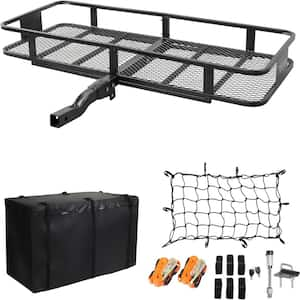 500 lbs. Capacity Hitch Mount Cargo Carrier Folding Basket with Waterproof Cargo Bag, Lock, Net, Straps and Stabilizer