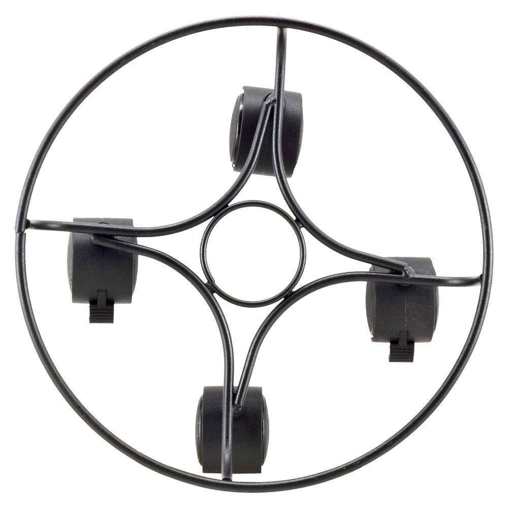 10-Inch Black Metal Heavy-Duty Plant Caddy with Wheels
