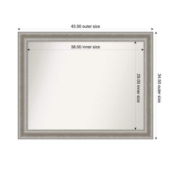 Amanti Art Parlor Silver 43.5 in. x 34.5 in. Custom Non-Beveled Recycled Polystyrene Framed Bathroom Vanity Wall Mirror