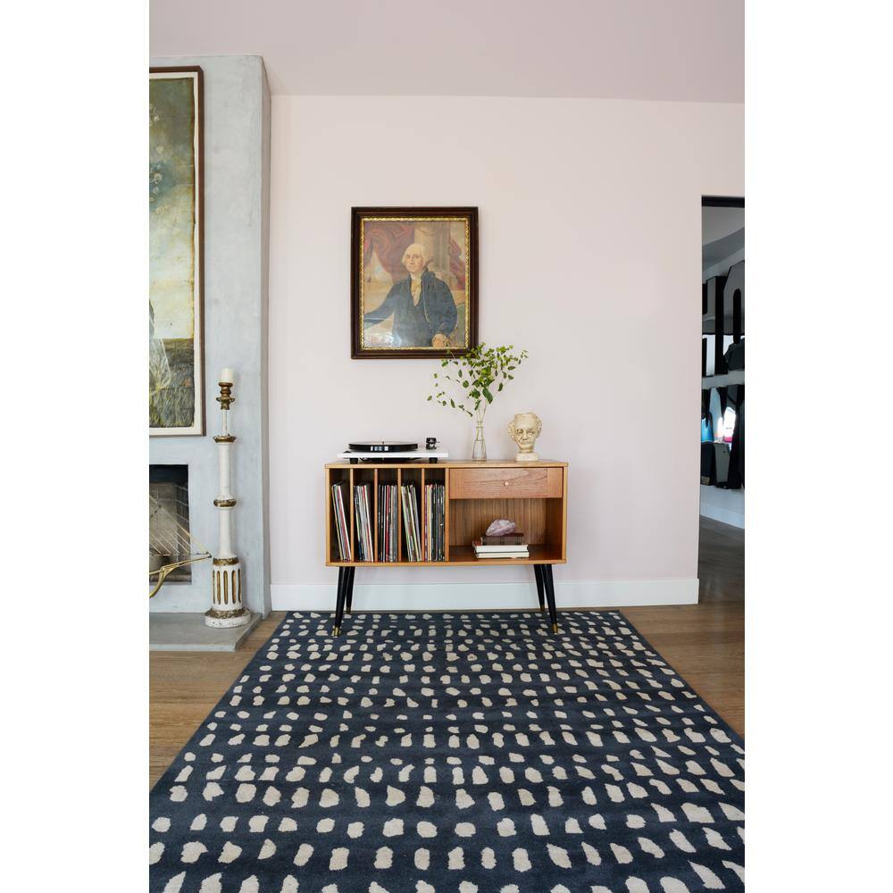 Handmade Geometric Tufted Blue Wool Area Rug 8' x 10'
