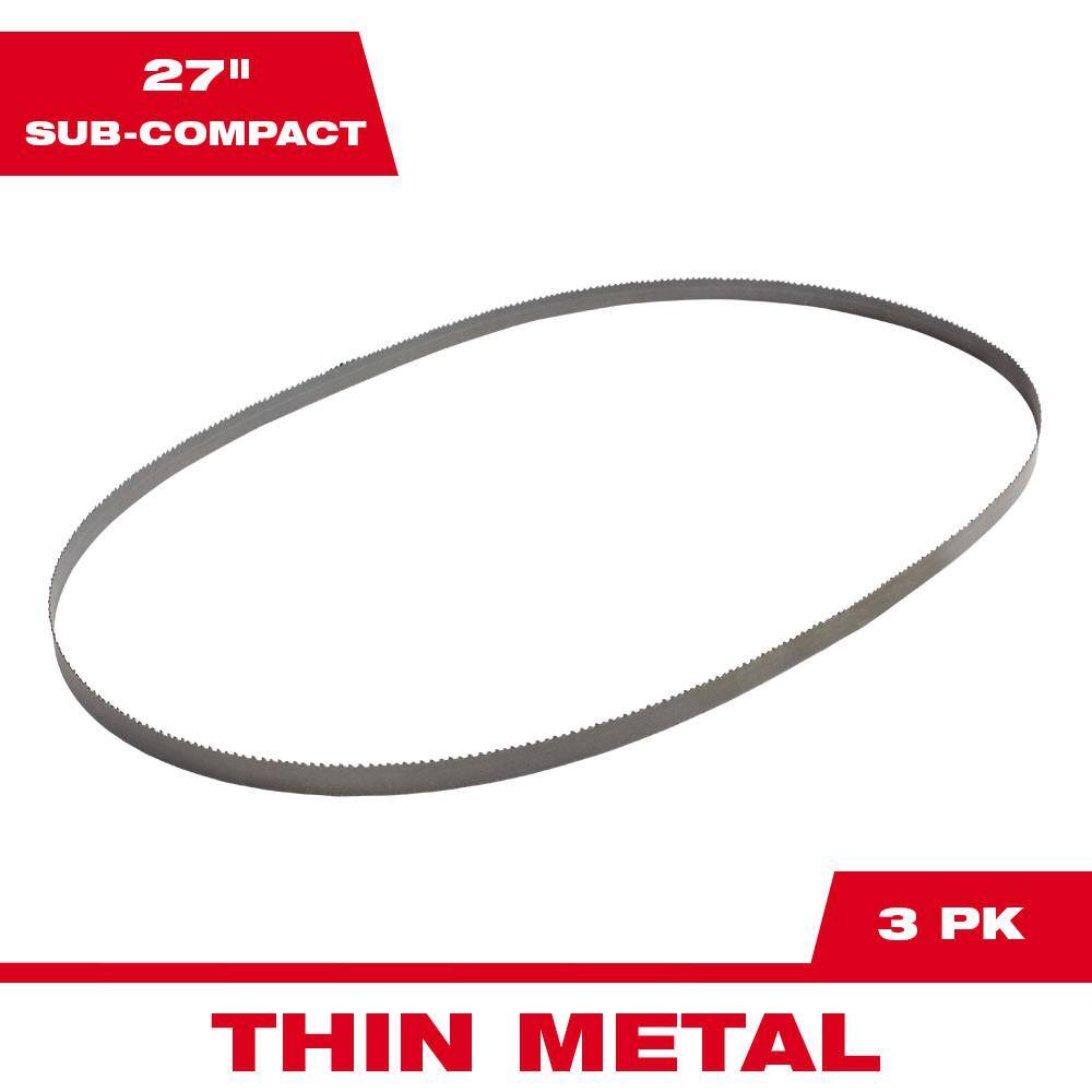 Milwaukee 27 in 18 TPI Sub Compact Bi-Metal Band Saw Blade (3-Pack) For M12  Bandsaw 48-39-0572