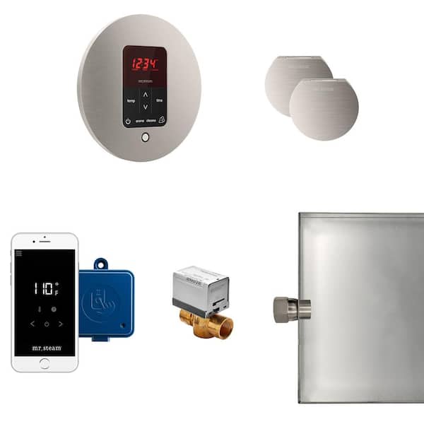 Mr. Steam Butler Max Package Round in Brushed Nickel