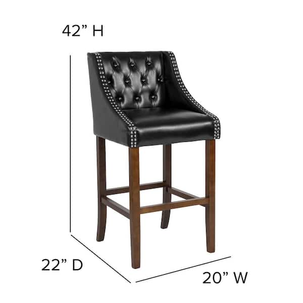 Carnegy Avenue 30 in. High Cherry Wood Bar Stool with Button Tufted Back  and Black Leather Swivel Seat CGA-TA-181521-CH-HD - The Home Depot