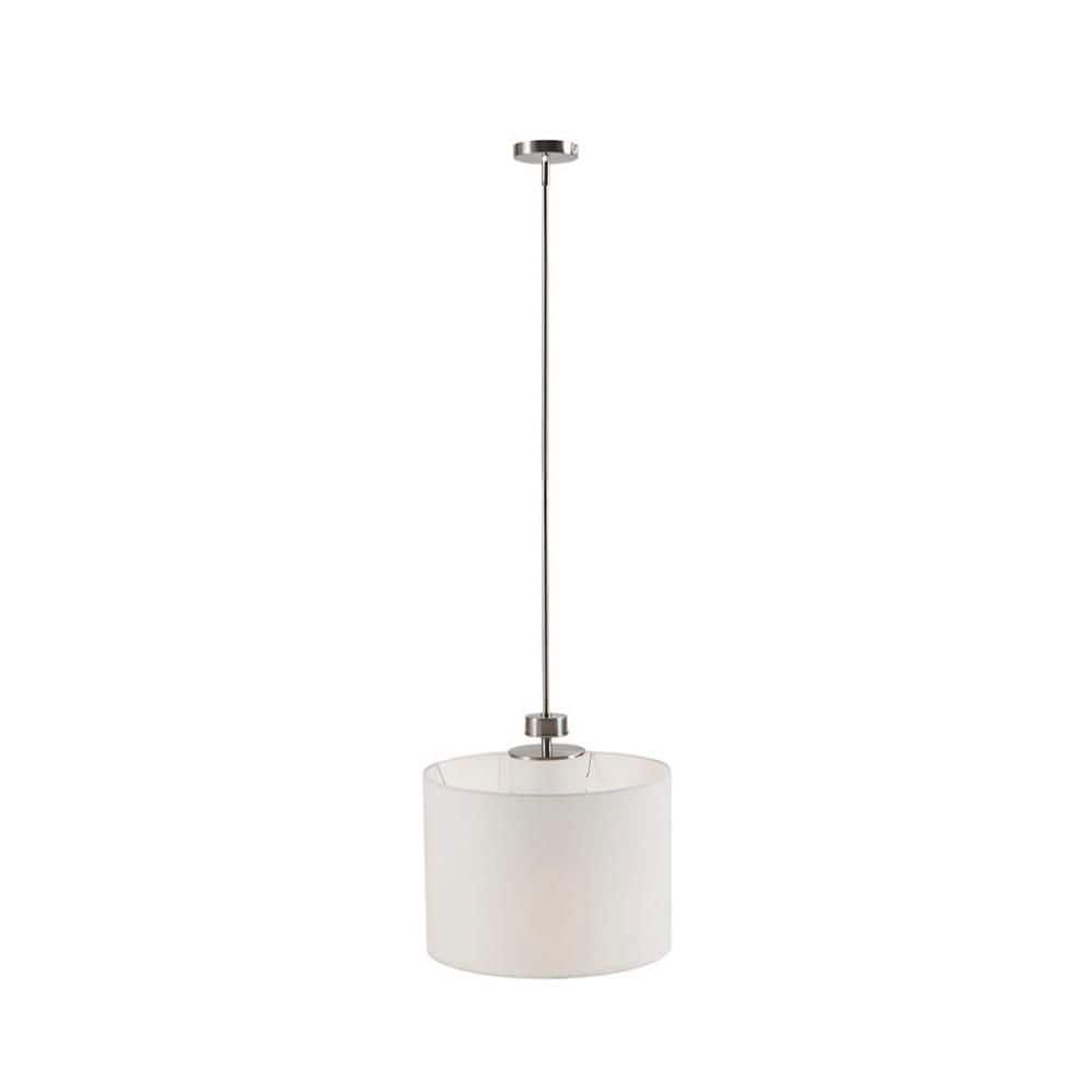 62 in. Silver Metal Chandelier Pendant with White Linen Drum Shade and Glass Diffuser for Living Room and Dining Room price history on PriceWatchPro