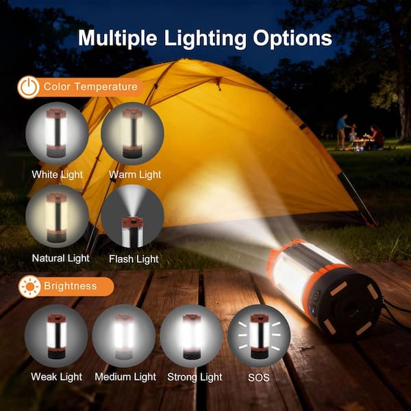 YANSUN 73 in. Orange 2179 Lumens LED Camping Outdoor Floor Lamp