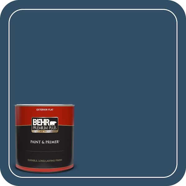 BEHR PREMIUM PLUS 1 qt. #ECC-53-3 Outer Space Flat Exterior Paint & Primer