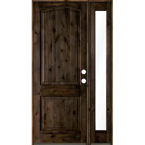 Krosswood Doors 44 in. x 96 in. Knotty Alder 2-Panel Left-Hand/Inswing Clear Glass Black Stain Wood Prehung Front Door w/Right Sidelite