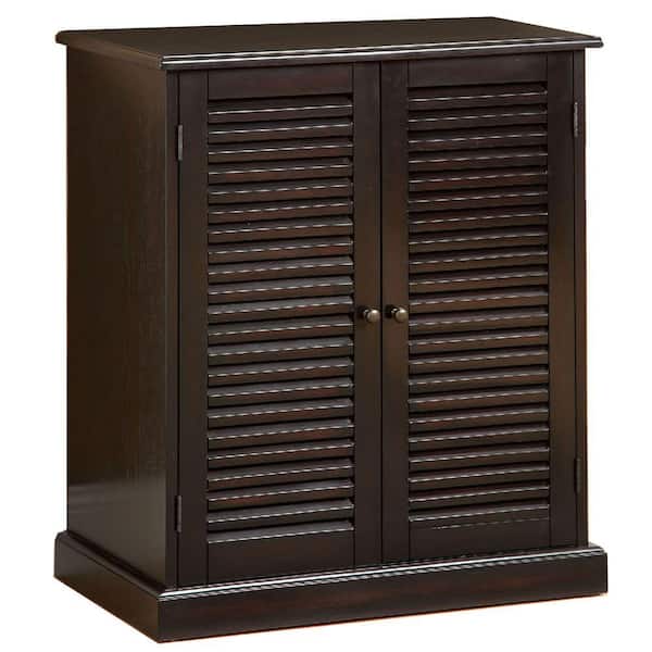 Benjara 34.5 in. H x 30 in. W Brown Wood Shoe Storage Cabinet