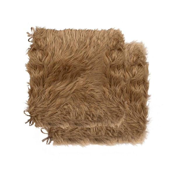 LUXE L 100% FAUX FUR Laredo Tan Faux Sheepskin Fur Chair Pad (Set of 2)