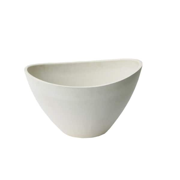 Algreen Valencia 16 in. x 12 in x 10 in. Oblong Bowl Wave Whitestone Plastic Planter