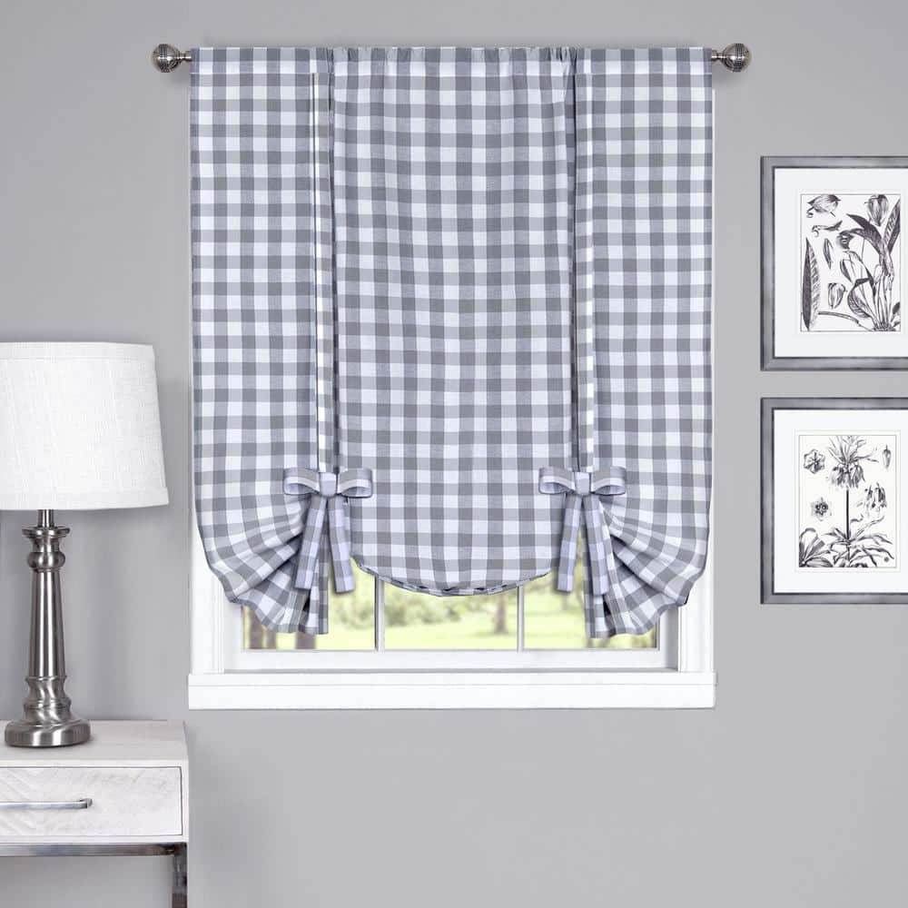 Buffalo Check 42 in. W x 63 in. L Polyester/Cotton Light Filtering Window Panel in Grey price history on PriceWatchPro