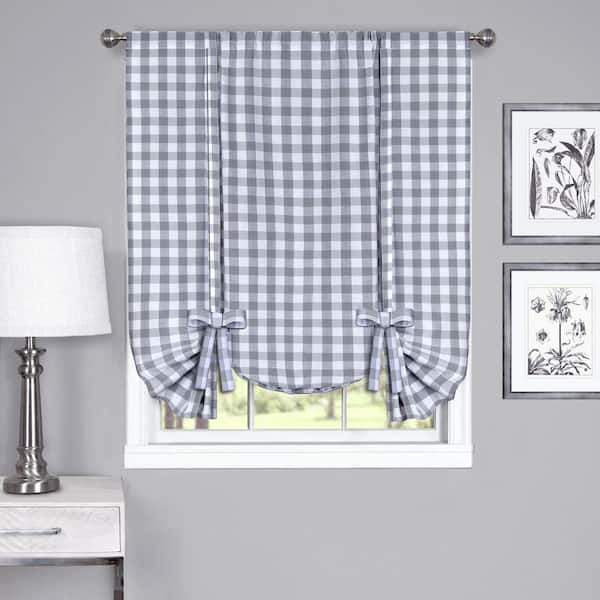 ACHIM Buffalo Check 42 in. W x 63 in. L Polyester/Cotton Light Filtering Window Panel in Grey