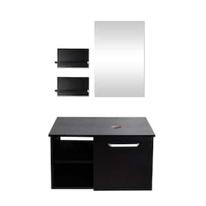 28 in. W x 18.5 in. D x 16 in. H Bath Vanity Cabinet with Solid Surface Vanity Top with Mirror in Black