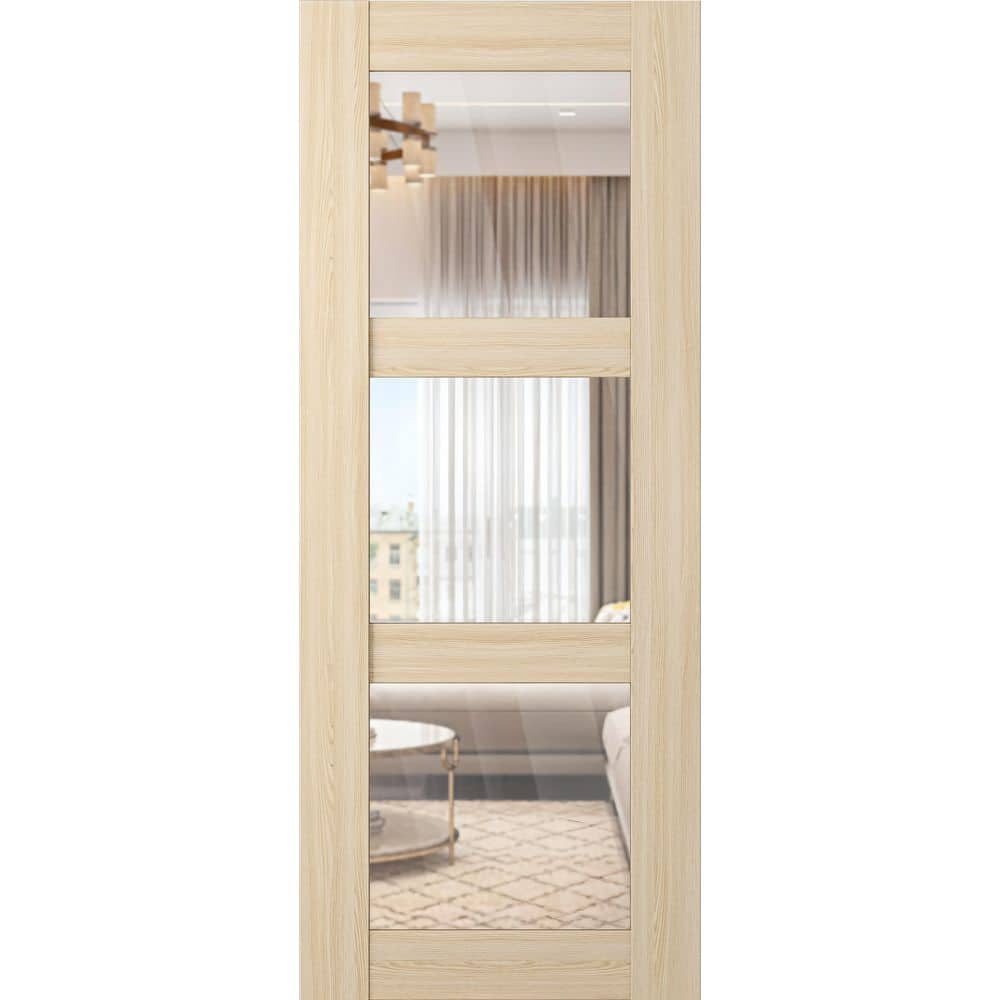 Vona 3 Lite 36 in. x 80 in. Loire Ash 3-Lite Clear Glass Composite Solid Core Wood Interior Door Slab price history on PriceWatchPro