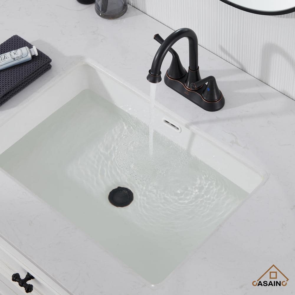 Oil Rubbed Bronze 4-Inch 2-Handle Stainless Steel Bathroom Faucet