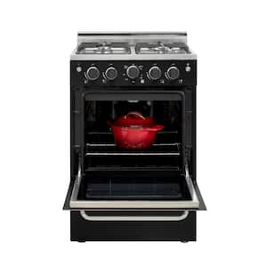 Prestige 24 in. 2.3 cu. ft. Gas Range with Convection Oven and Sealed Burners in Black
