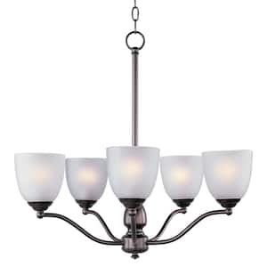 Stefan 5-Light Oil Rubbed Bronze Chandelier with Frosted Shade