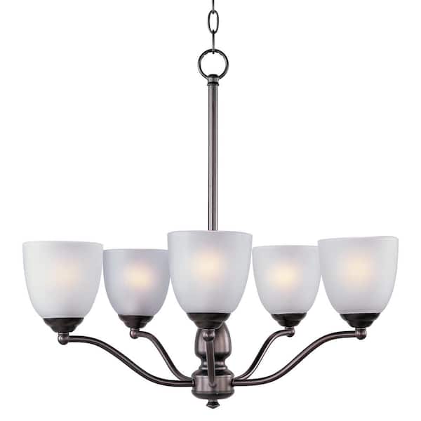 Oil Rubbed Bronze with White Opal Frosted Glass 5 Light Indoor Chandelier 