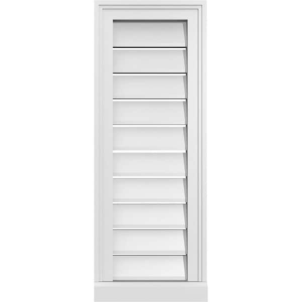 Ekena Millwork 12 in. x 32 in. Vertical Surface Mount PVC Gable Vent: Functional with Brickmould Sill Frame