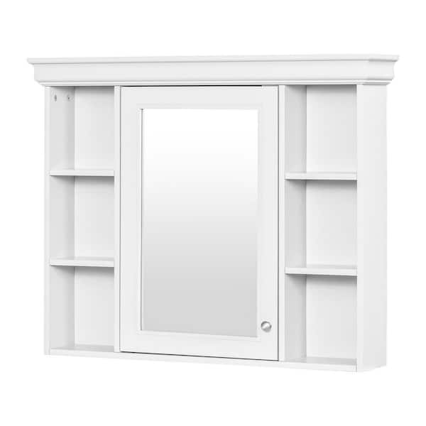 MS 35.5 in. W x 28.74 in. H Rectangular MDF Medicine Cabinet with Mirror, White
